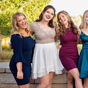 Tan and White City Vibes Long Sleeve Short Dress